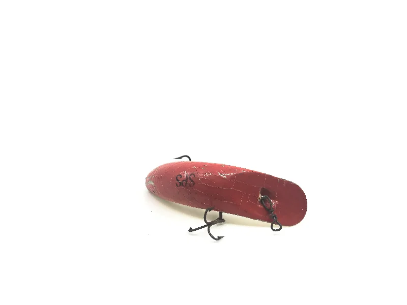 Lures for Inshore Fishing-Vintage Helin Flatfish Wooden SPS Spinning Surface WR White Bottom Red Top Color