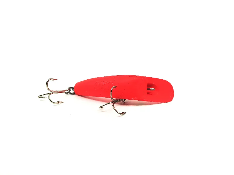 Pre-Rigged Lures-Vintage Helin Flatfish U20 Red Fluorescent Color