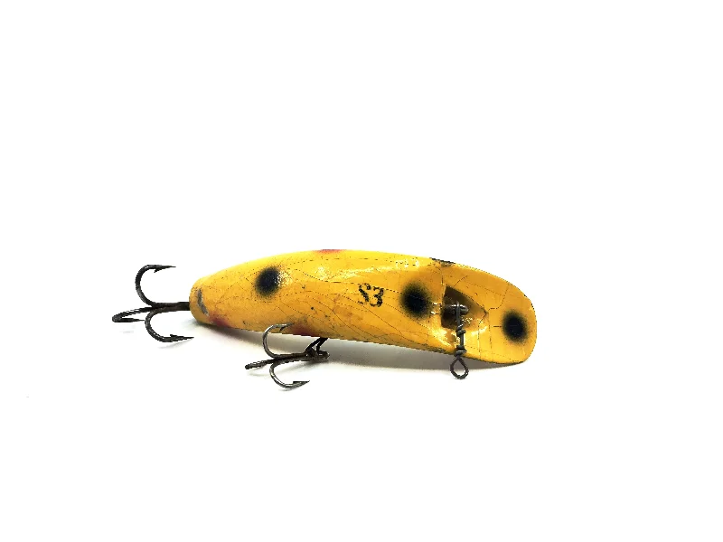 Bite Triggering Lures-Vintage Wooden Helin Flatfish S3 YE Yellow Color