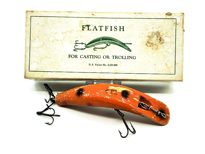 Natural Looking Lures-Helin Flatfish M2, O Orange Color with Box