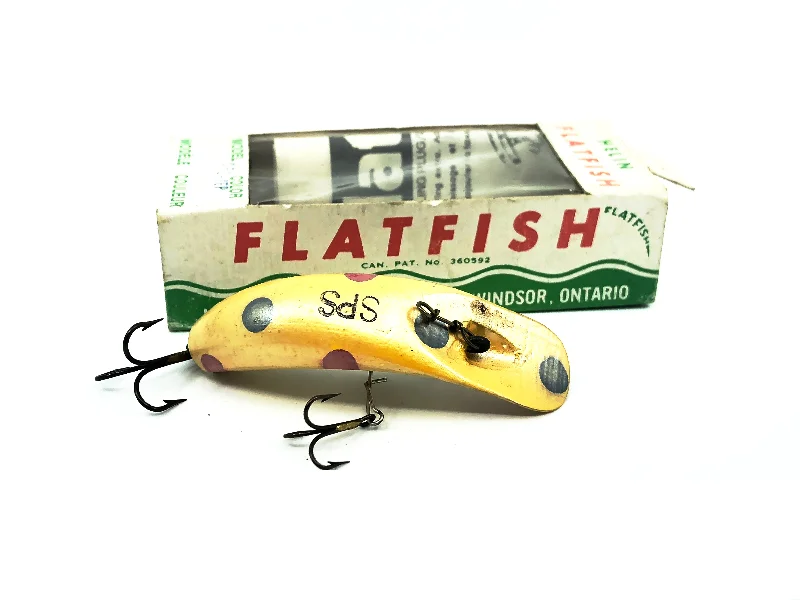 Saltwater Crankbait Lures-Helin Flatfish SPS, YEP Yellow Pearl Color with Box-Wooden