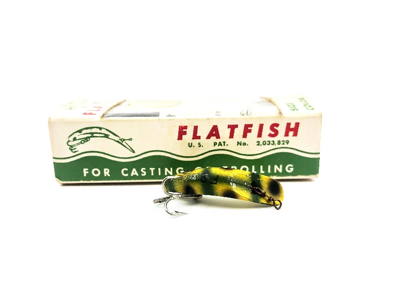 Custom Fishing Lures-Vintage Helin Flatfish F3, FR Frog Color with Box