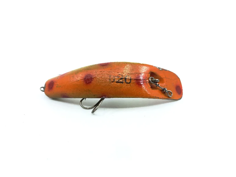 Realistic Action Lures-Vintage Wooden Helin Flatfish U20 OG Orange Top Gold Bottom