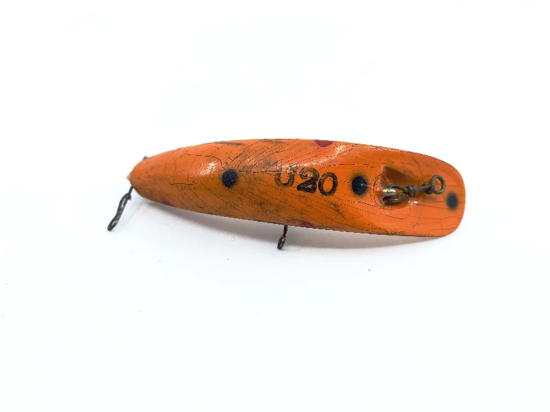 Large Crankbait Lures-Vintage Wooden Helin Flatfish U20 O Orange