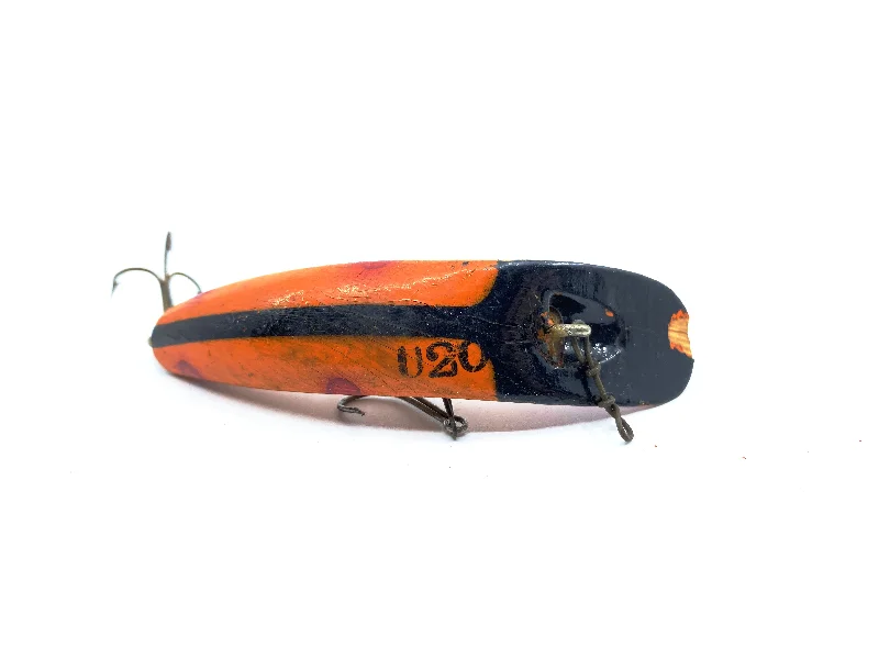 Paddle Tail Soft Lures-Wooden Helin Flatfish U20 OB Orange Red Tip Black Stripe Color