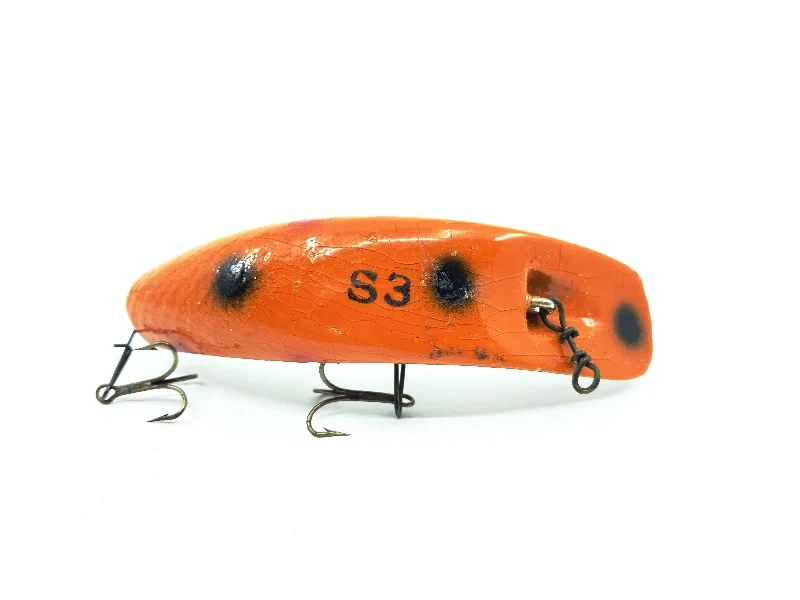 Fishing Lures for Salmon-Vintage Helin Flatfish S3 OG Orange Top Gold Bottom Metallic Foil Color