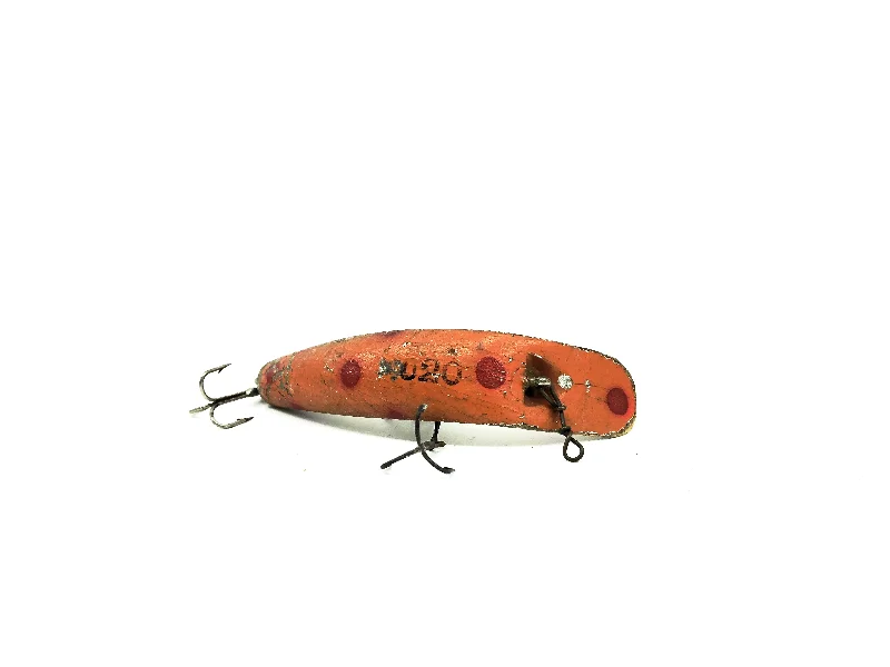 Fishing Lures for Snapper-Vintage Wooden  Helin Flatfish U20 OG Orange Top Gold Bottom Color