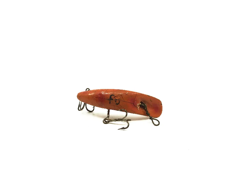 Smallmouth Bass Lures-Wooden Helin Flatfish F6 LO Light Orange Color