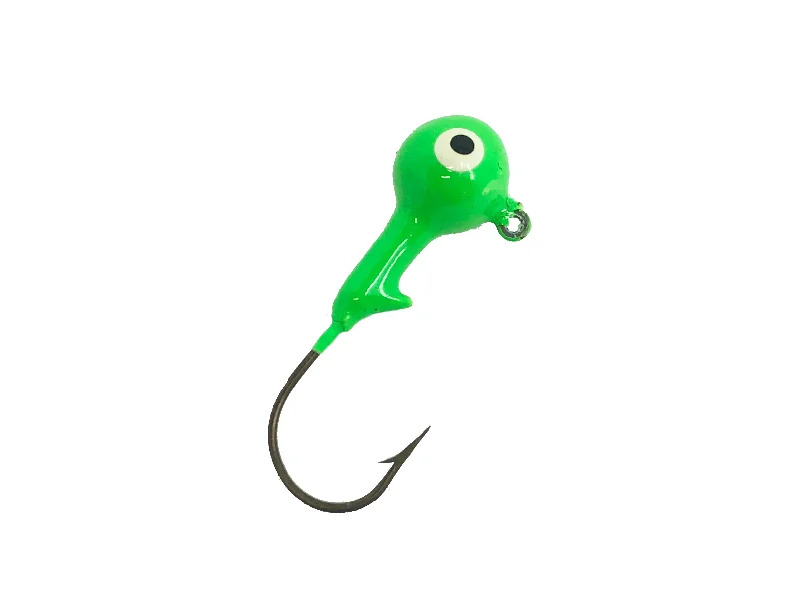 Realistic Crawfish Lures-1/5oz Essential Round Ball Jig / Jig Head, Fluorescent Green Color- 8 Pack