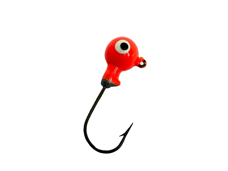 Bright Color Lures-1/5oz Essential Round Ball Jig / Jig Head, Fluorescent Orange Color- 8 Pack