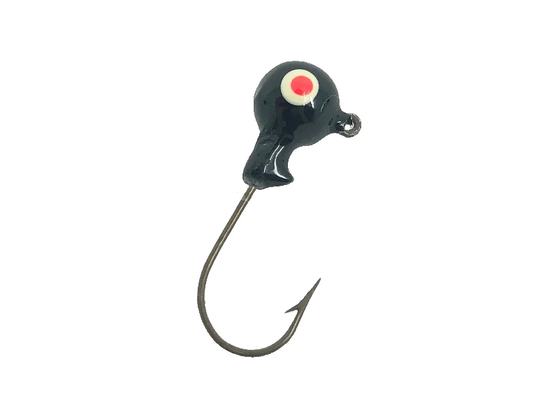 Night Fishing Lures-1/5oz Essential Round Ball Jig / Jig Head, Black Color- 8 Pack