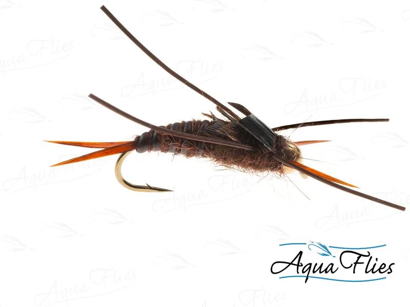 Streamer Flies-Aqua Flies TDF Brown Bead Head Stone