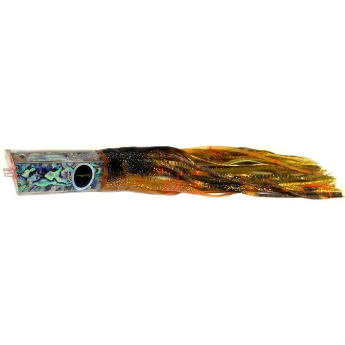 Popper Lures-Black Bart Kona Classic Tube Medium Heavy Tackle Lure - Brown Gold Orange/Gold Dot