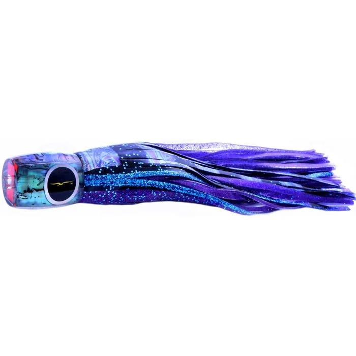 Weighted Worm Lures-Black Bart Mahi Candy Medium Tackle Lure - Black Purple Split/Purple Fleck