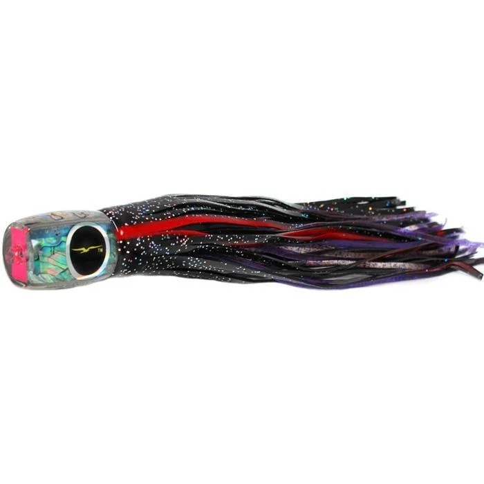 Feather Lures-Black Bart Mahi Candy Medium Tackle Lure - Black Red/Purple Fleck