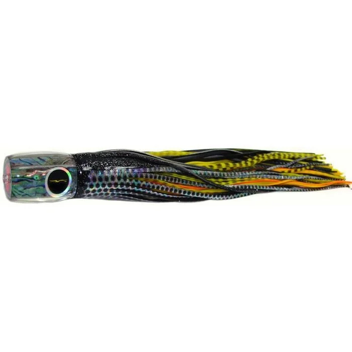 Lures for Fly Fishing-Black Bart Striper Candy Medium Heavy Tackle Lure - Black Dot/Yellow Tiger