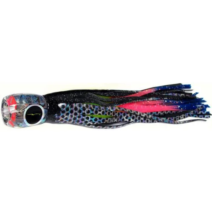 Glow-in-the-Dark Lures-Black Bart Tahitian Prowler Medium Tackle Lure - Black Dot/Rainbow