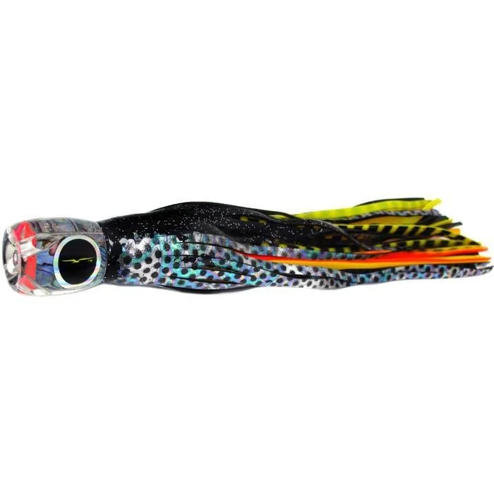 Topwater Lures-Black Bart Tahitian Prowler Medium Tackle Lure - Black Dot/Yellow Tiger