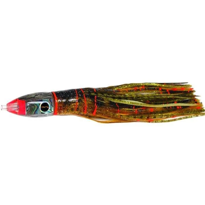 Customizable Lures-Black Bart Tuna XXX Light Tackle Lure - Brown Gold Orange/Gold Dot