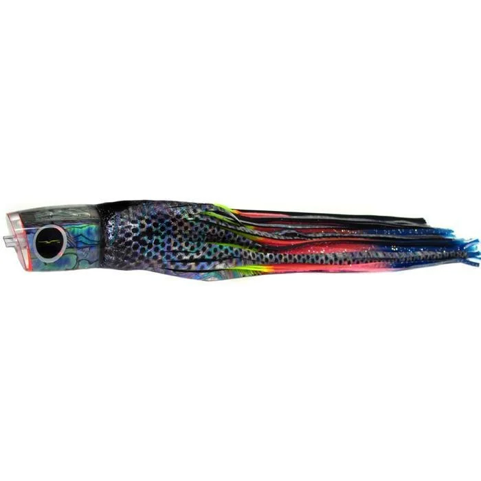 Lures for Fly Fishing-Black Bart Warrior Medium Heavy Tackle Lure - Black Dot/Rainbow