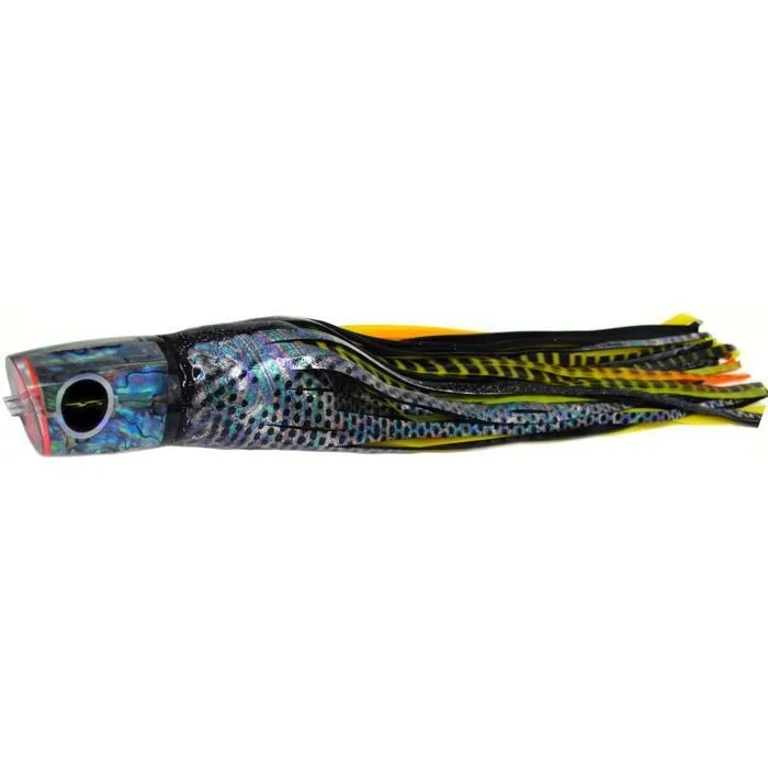 Fishing Lures for Ice Fishing-Black Bart Warrior Medium Heavy Tackle Lure - Black Dot/Yellow Tiger