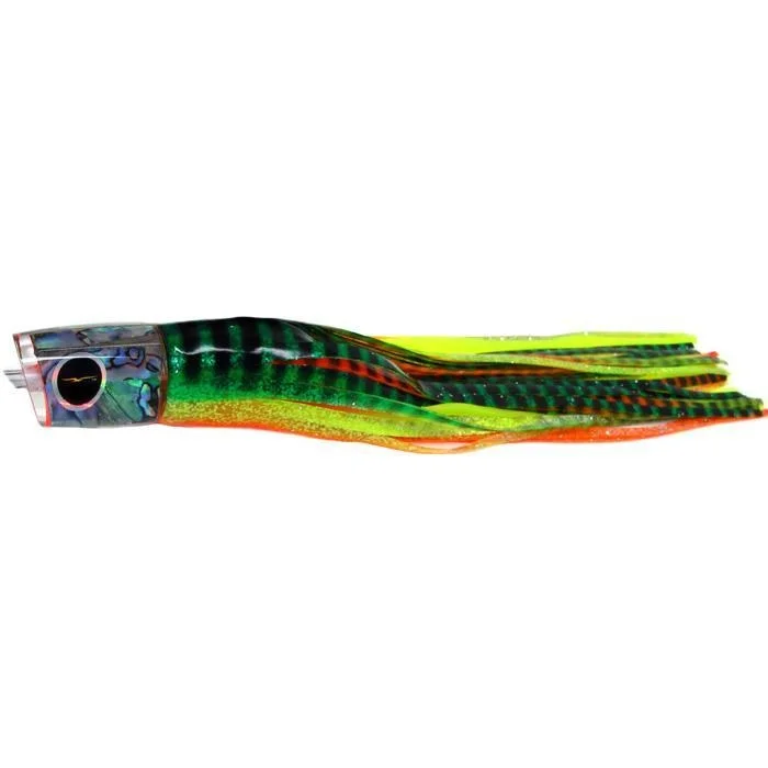 Soft Plastic Jerk Lures-Black Bart Warrior Medium Heavy Tackle Lure - Green Orange Tiger/Yellow Tiger