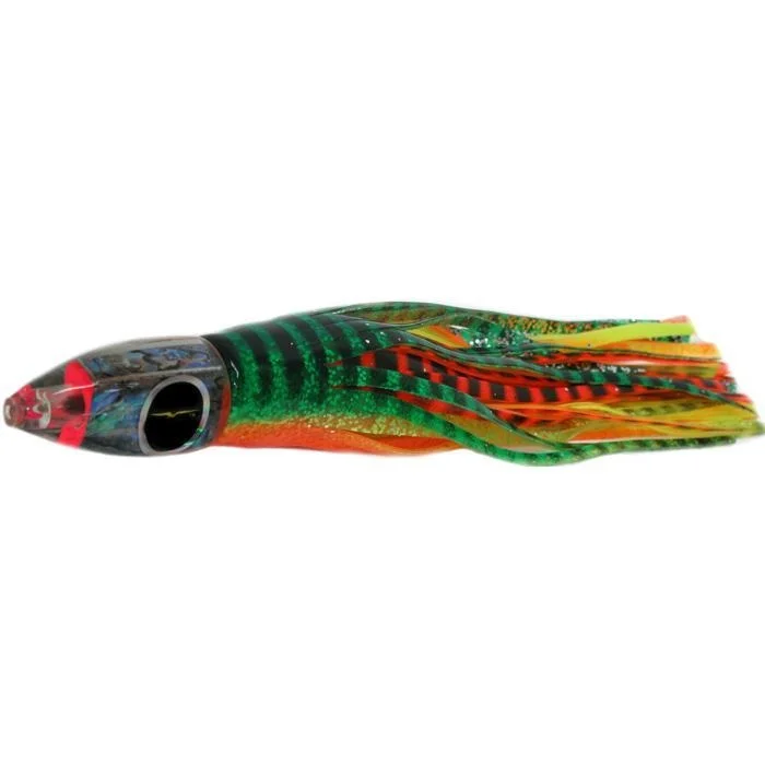 Wide Action Lures-Black Bart Wicked Medium Tackle Lure - Green Orange Tiger/Orange Yellow Tiger