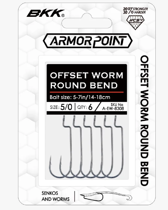 Fishing Hooks with Anti-Rust Coating-BKK Offset Worm Round Bend Hook