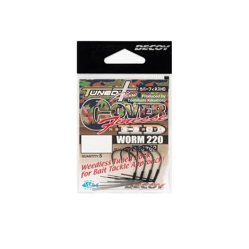 Long-Shank Fishing Hooks for Bait-DECOY Cover Finesse HD Worm Fishing Hooks 220 - 2/0