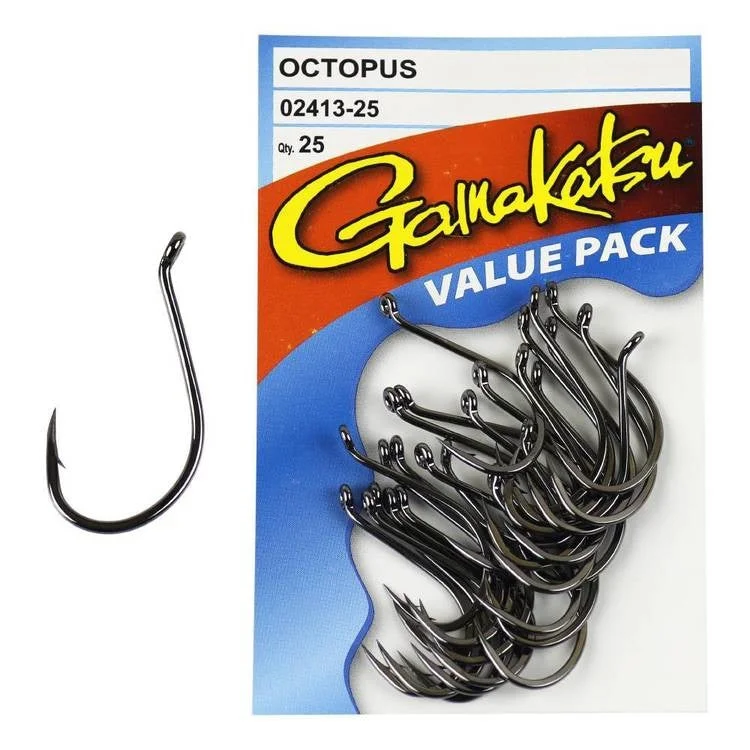 Wide Gap Fishing Hooks for Better Hooking-GAMAKATSU Octopus Fishing Hooks - Size 1/0