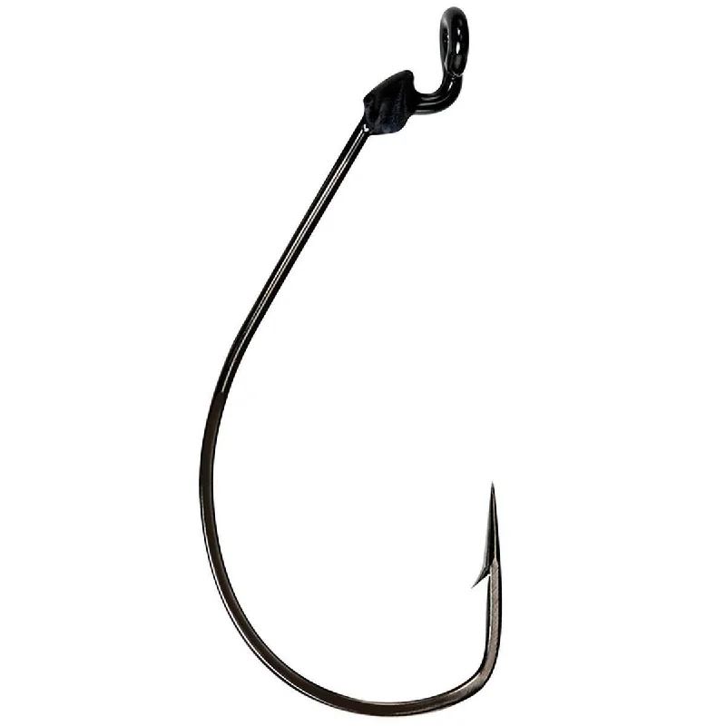 Strong Stainless Steel Fishing Hooks-Mustad KVD Grip-Pin Soft Plastics Hook Black Nickel (5 Pk)