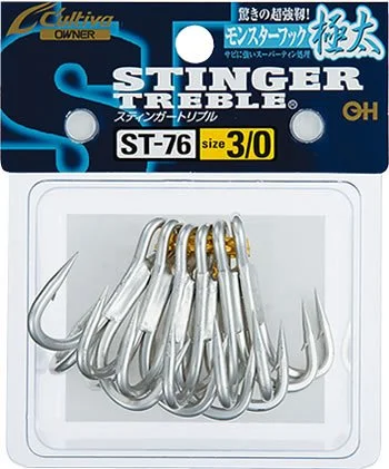 Curved Fishing Hooks for Better Hooking Action-Owner ST-76 5X Treble Hooks