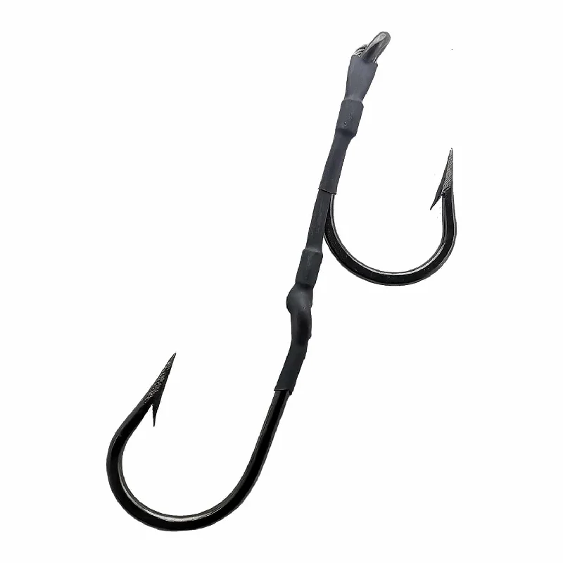 Fishing Hooks with Soft Tip for Delicate Bites-Quick Rig Black Nickel Tandem Hooks