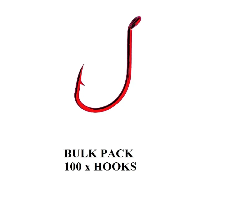 Fishing Hooks for River Fishing-TOA Bulk Red Beak Fishing Hooks Size #6 - 100 Hook Pack